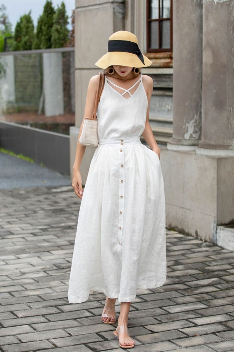 A-Line Button-Front Skirt