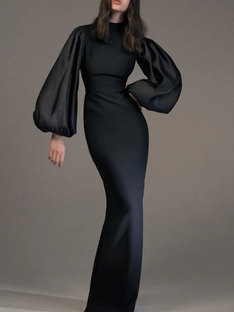 Minimalist Black Column Gown