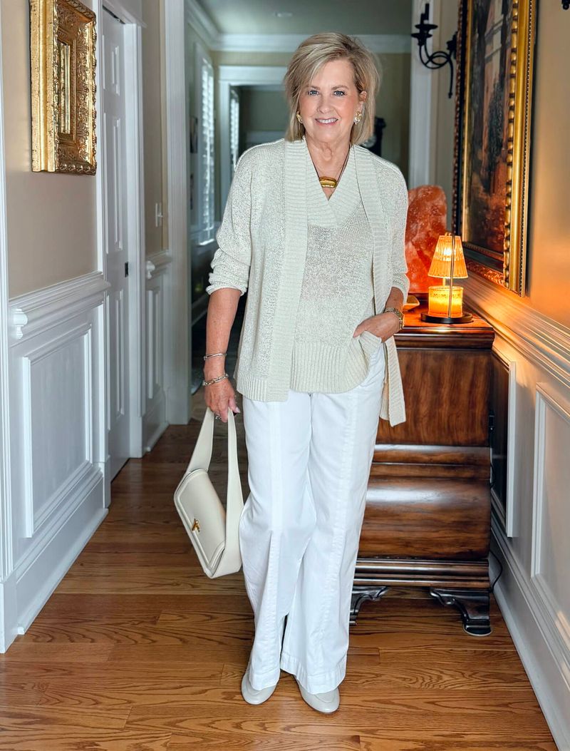 Navy Cardigan with Ivory Shells