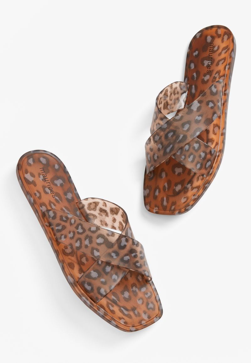 Leopard Print Jelly Mules