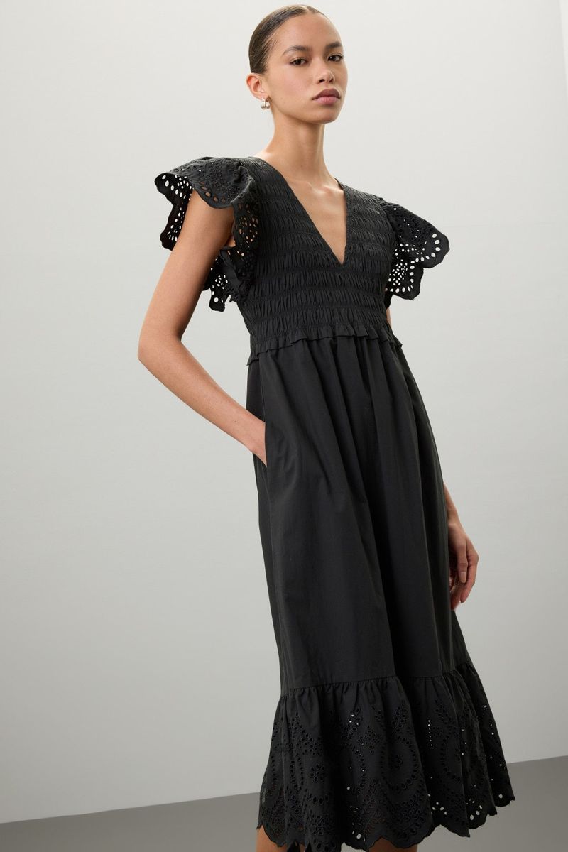Eyelet Lace Midi Dress