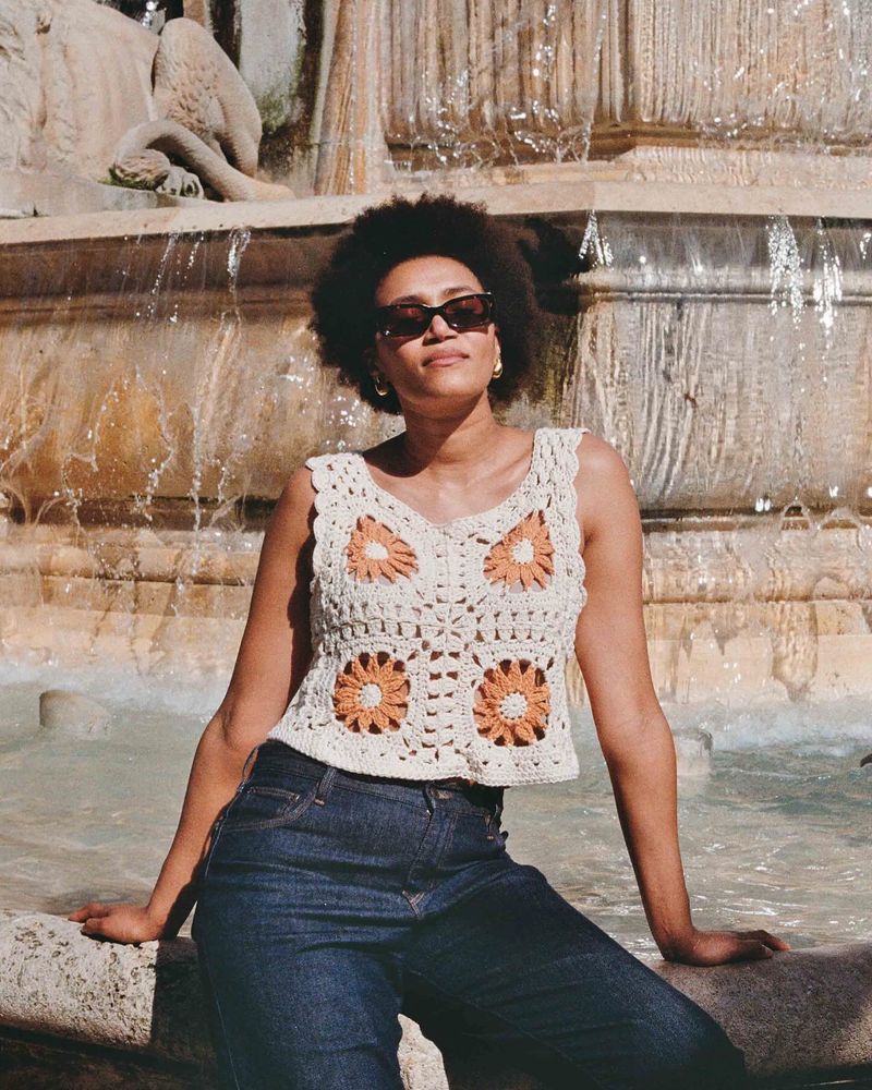 Crochet Top & High-Rise Jeans