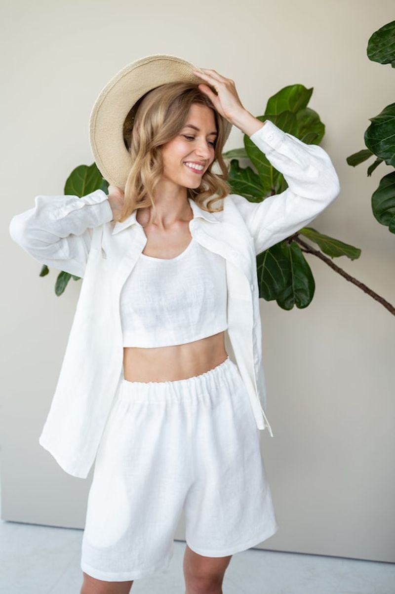 High-Waisted Linen Shorts