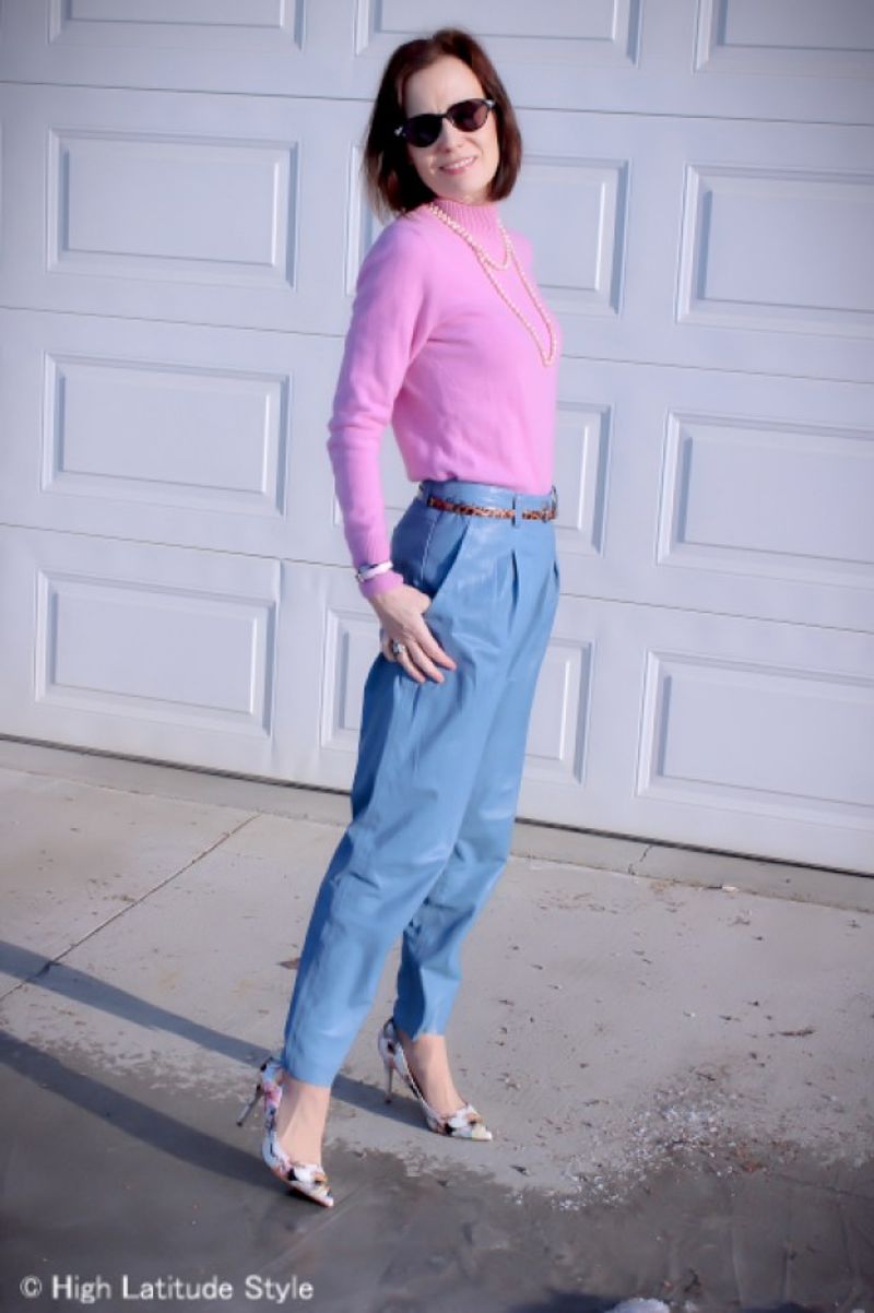Leather Pants and Pastel Blouses