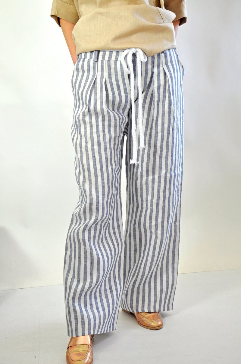 Striped Nautical Linen Trousers