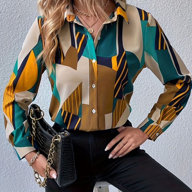 Geometric Print Blouse