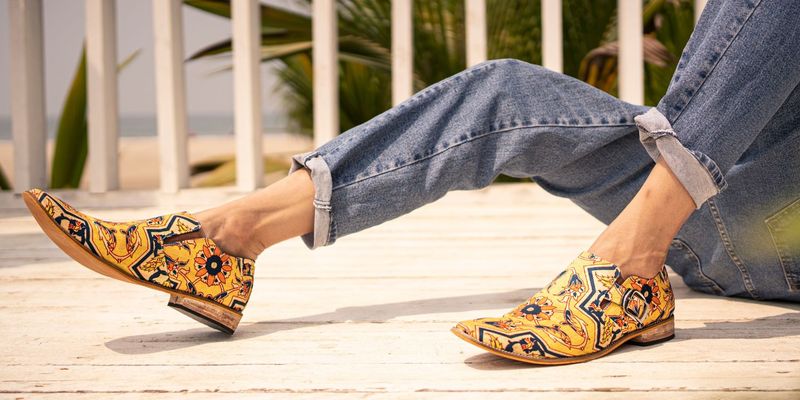 Digital-Print Textile Moccasins