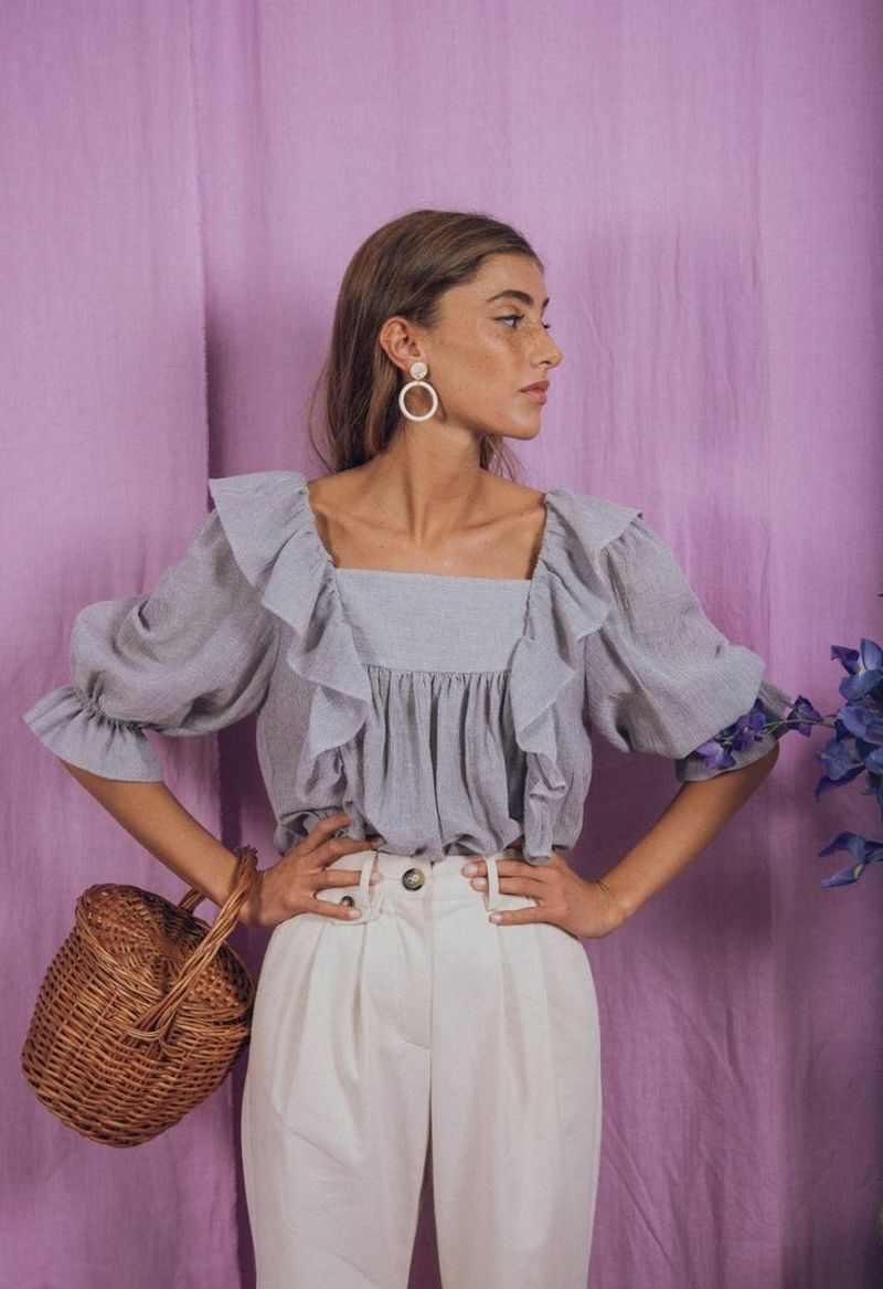 Peasant-Style Gathered Blouse