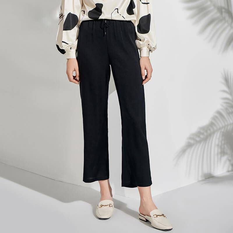 Silk Blend Cropped Pants