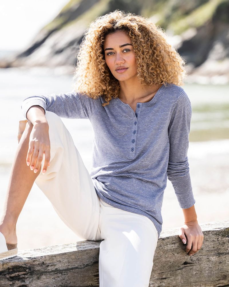 Collarless Henley Shirt