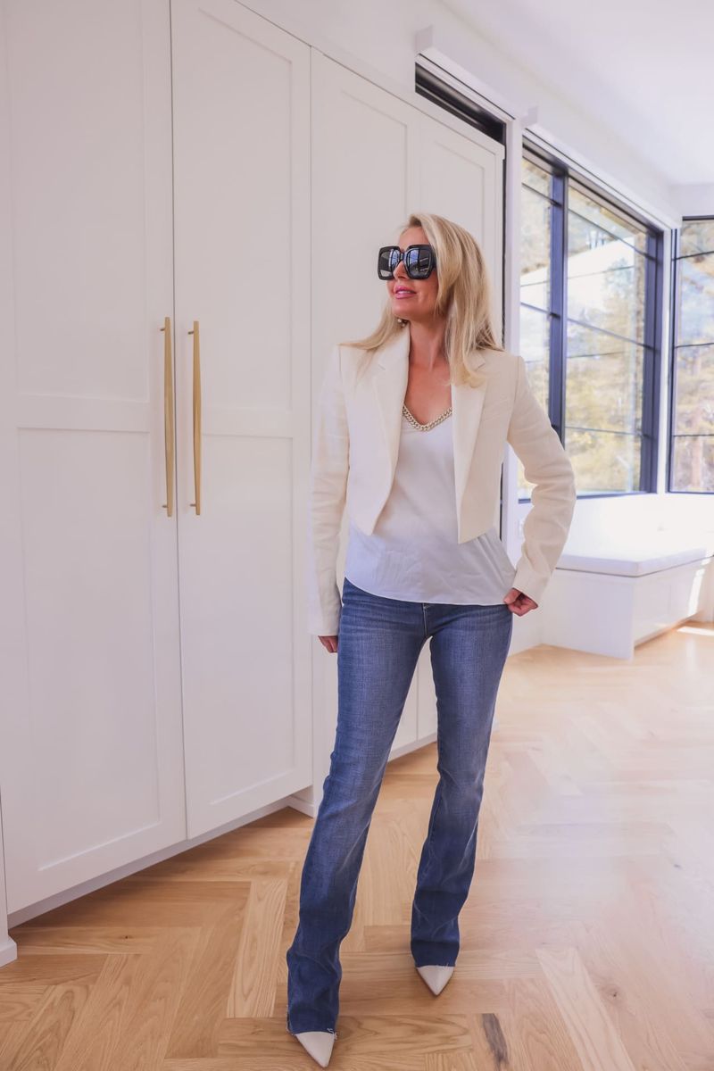 Cropped White Blazer