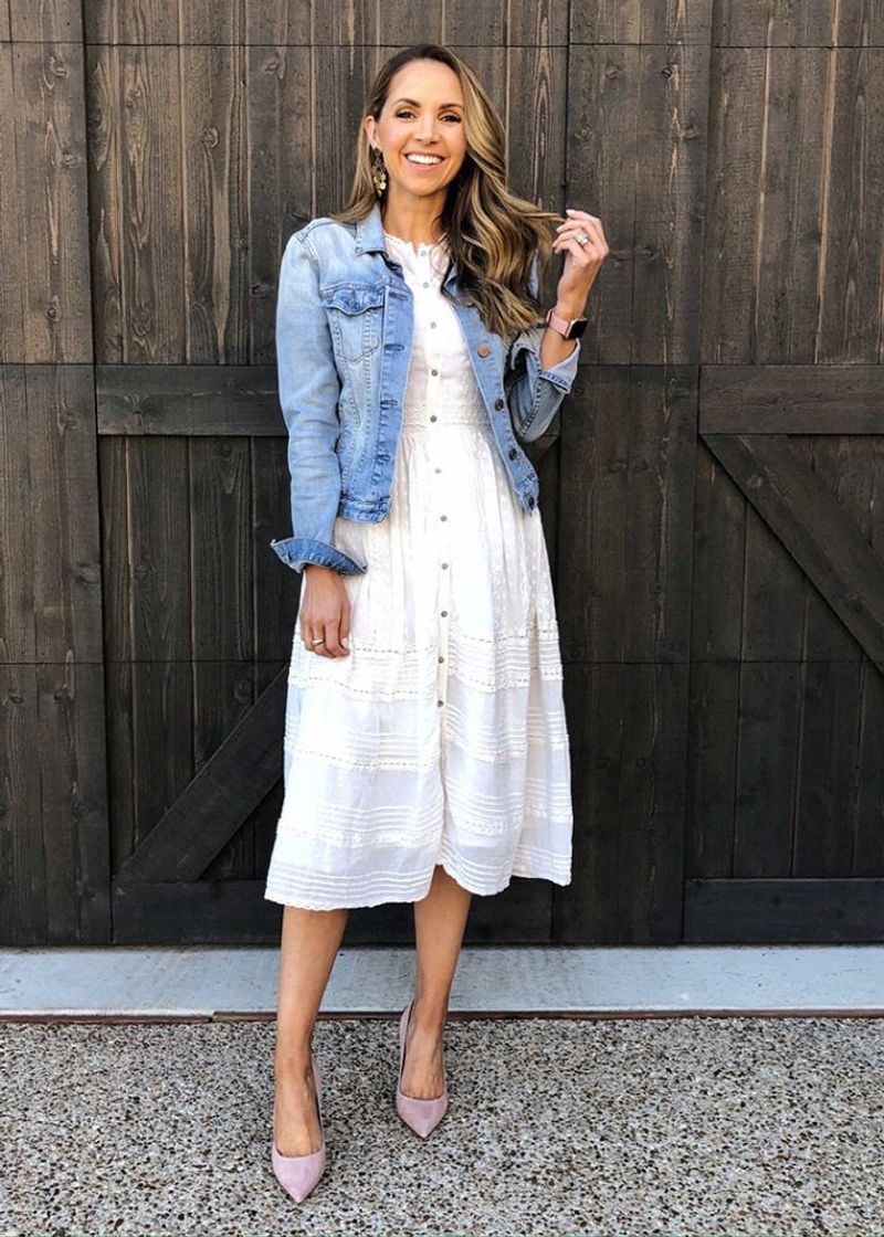 Embellished Denim Jacket With Dress