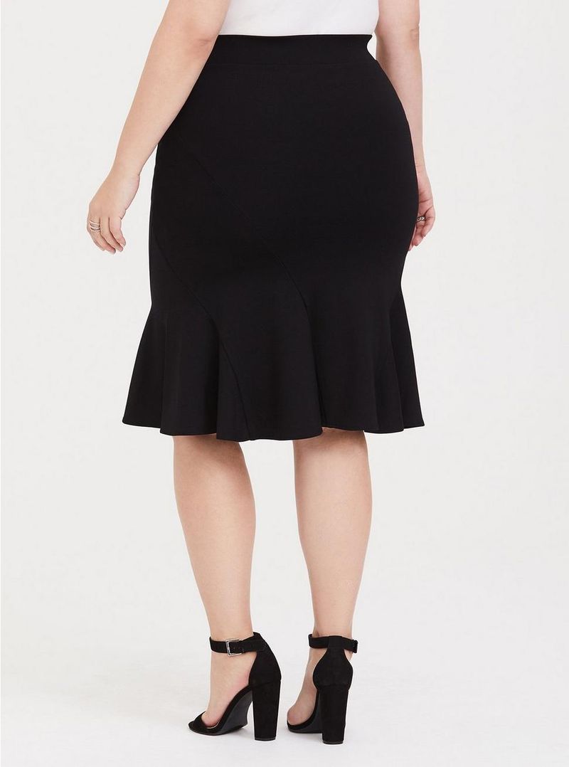 Pencil Skirt with Flounce Hem Twist
