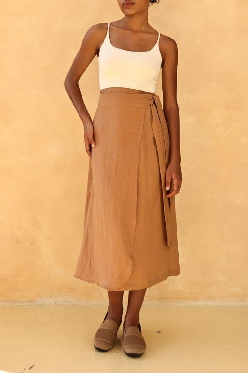 A-Line Linen Wrap Skirt