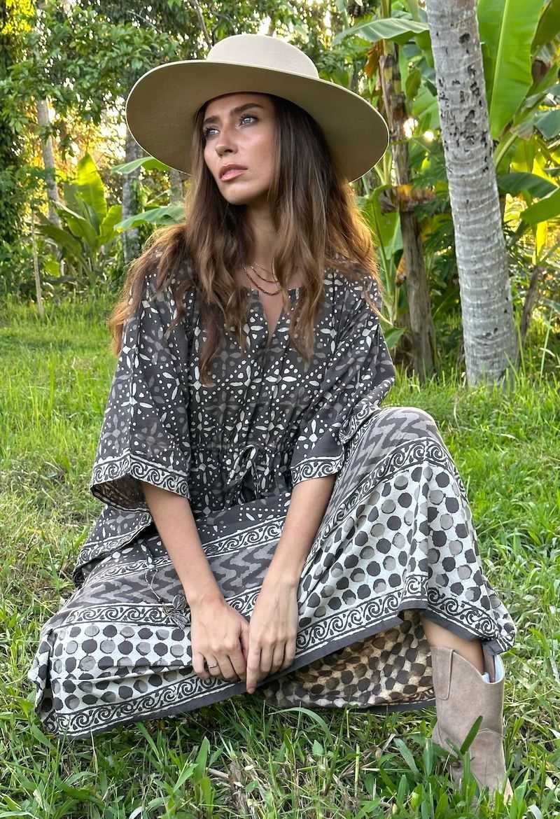 Block-Printed Cotton Caftan