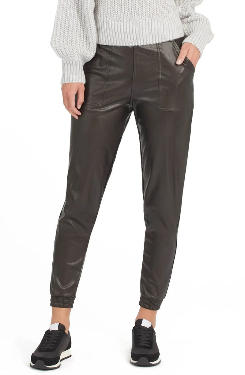 Perforated Faux Leather Joggers