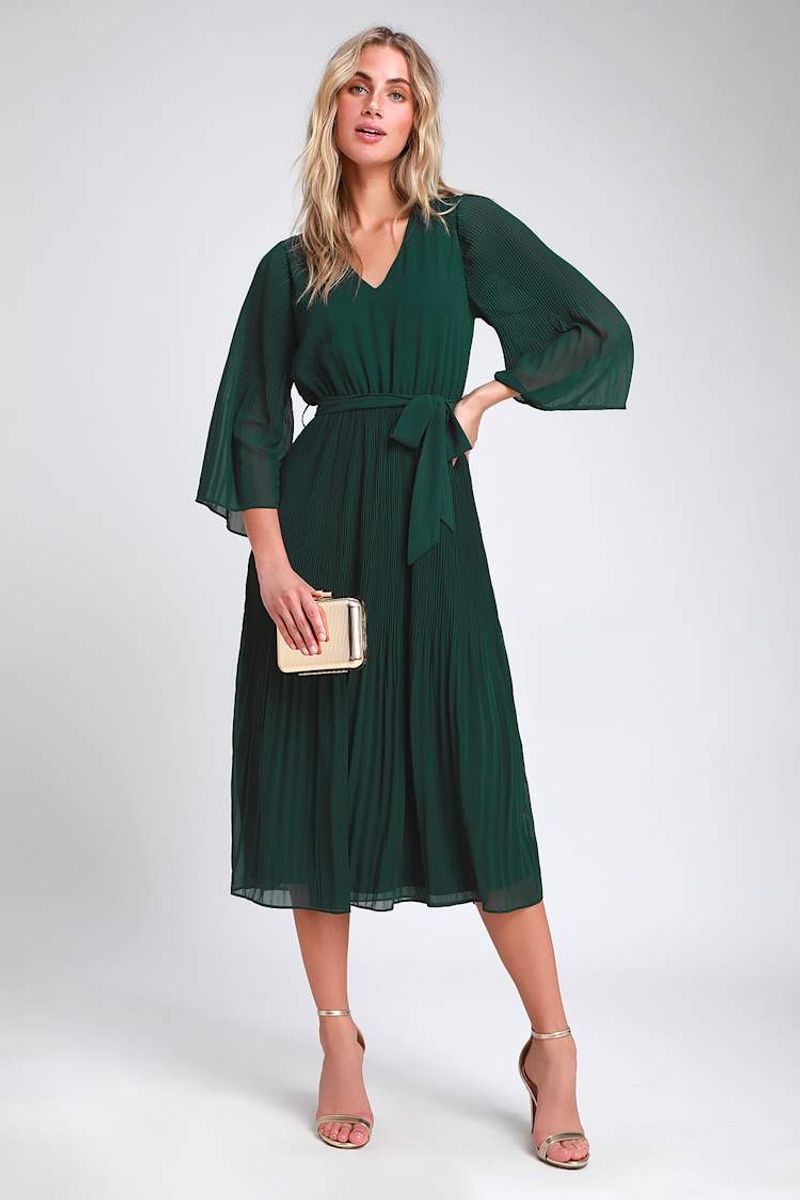 Pleated Midi Dress