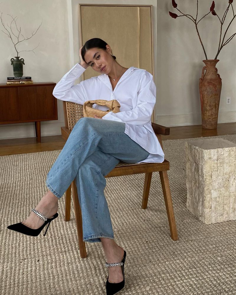 Baggy Jeans & Minimalist Strappy Heels