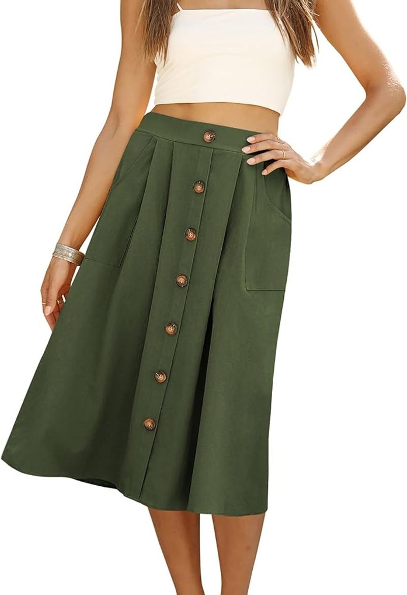 Button-Front Midi Skirt & Basic Tank