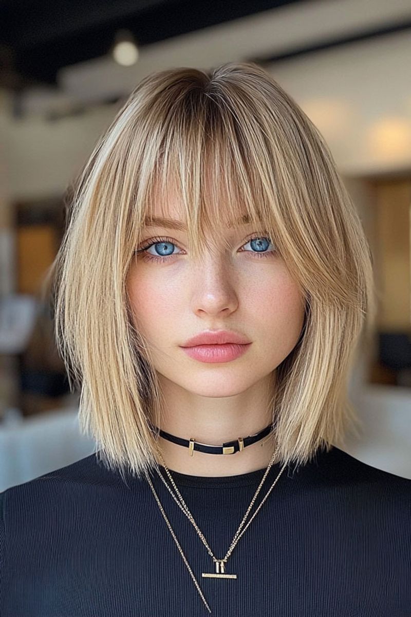 The Blunt Mid-Length Cut with Fringe