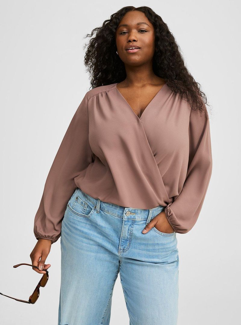Mock Wrap Surplice Tops