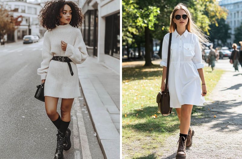 Sweatshirt Dress and Ankle Boots