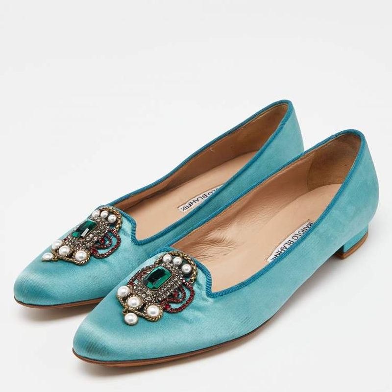 Manolo Blahnik Jeweled Flats