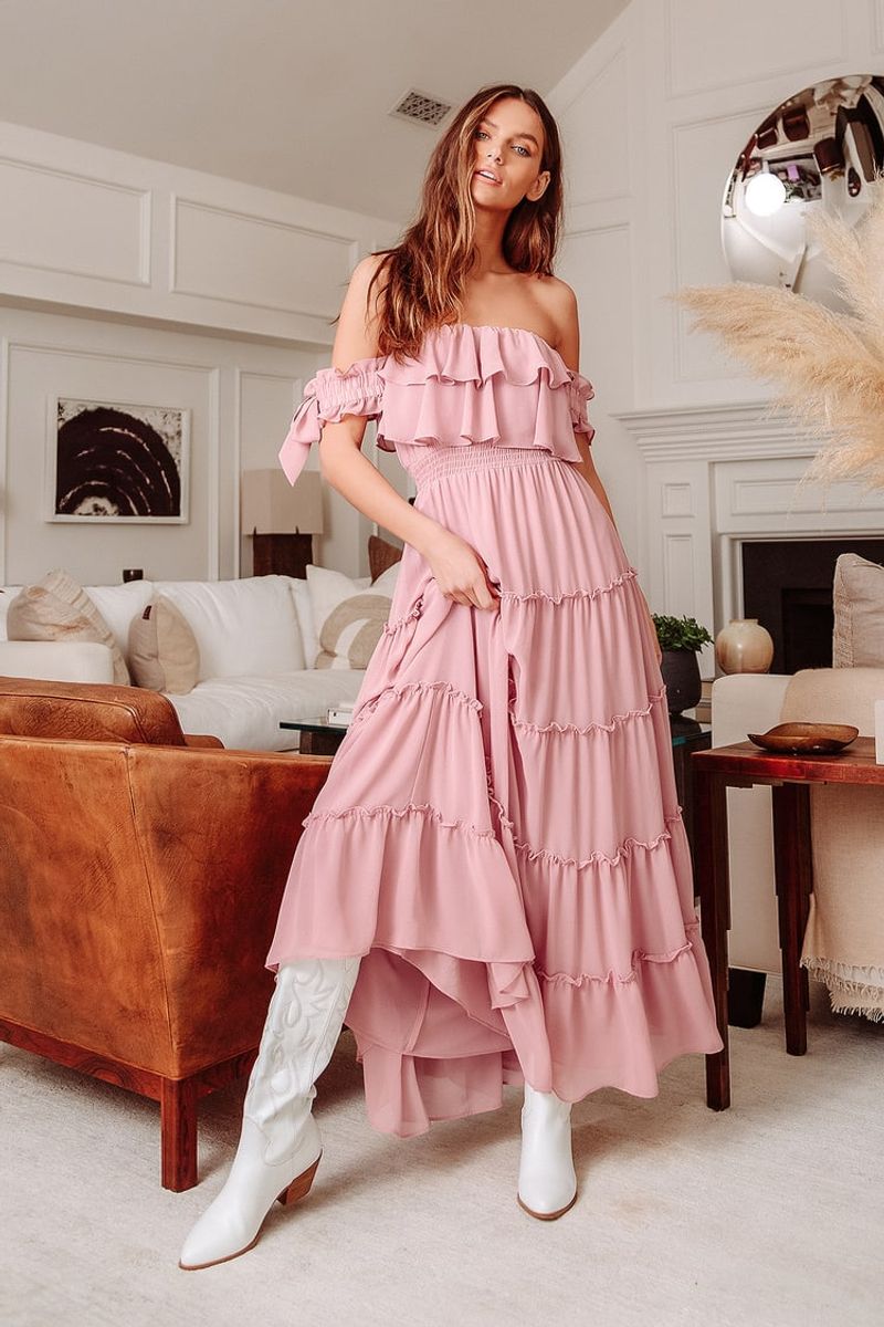 Ruffled Off-Shoulder Maxi