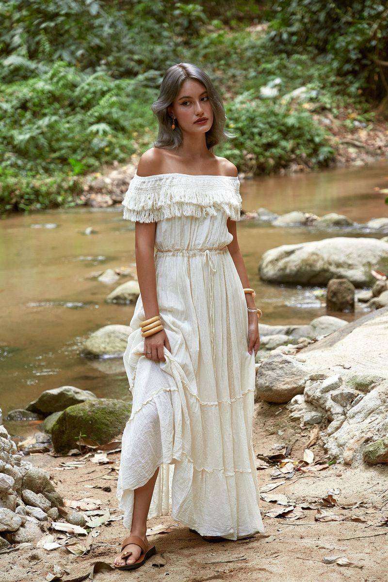 Off-Shoulder Peasant Dress