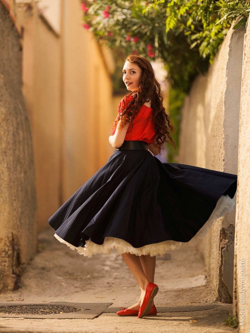 Circle Skirt + Tucked Blouse Retro Charm