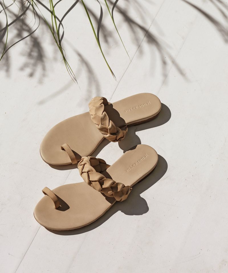 Two-Tone Braided Toe-Loop Sandals