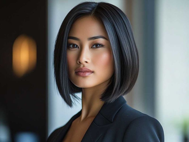 Sleek Bob with Center Part