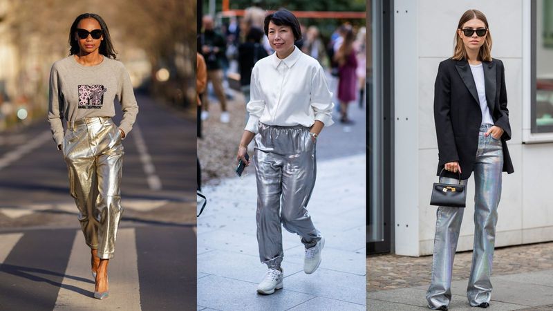 Metallic Fabrics and Casual Sneakers