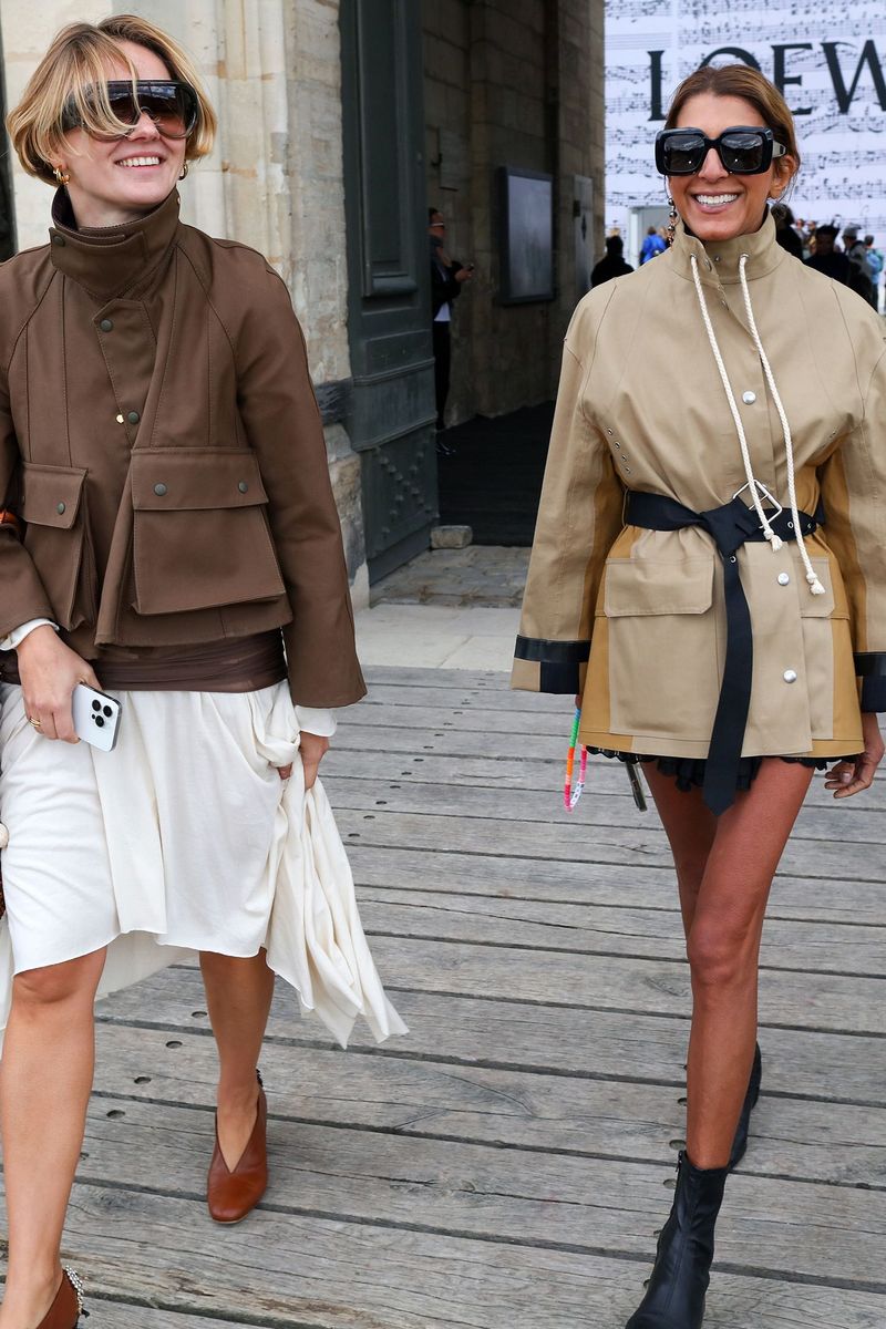 Utility Jacket with Feminine Dress