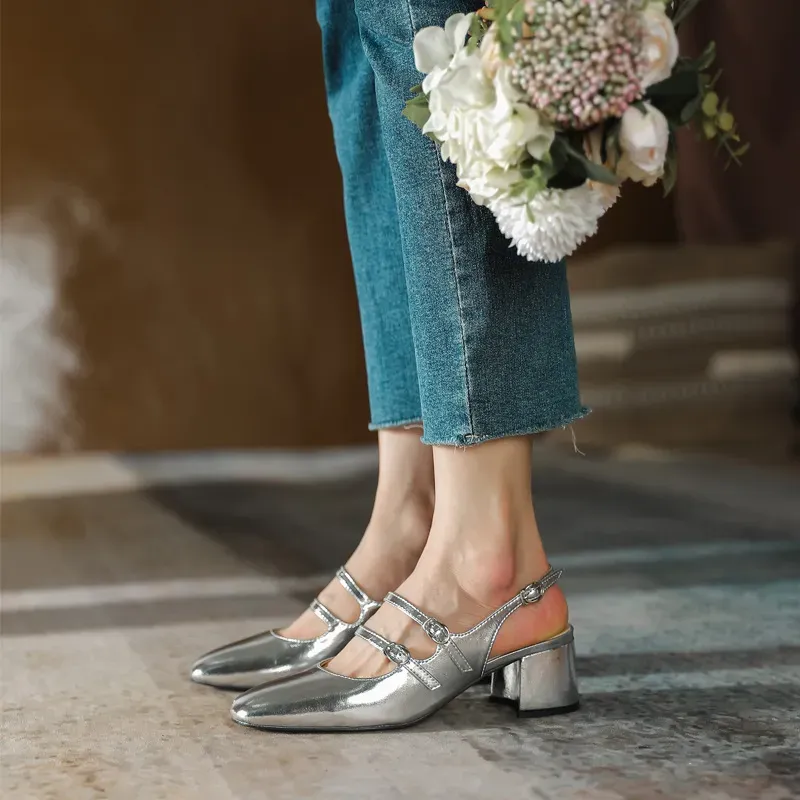Metallic Mary Janes