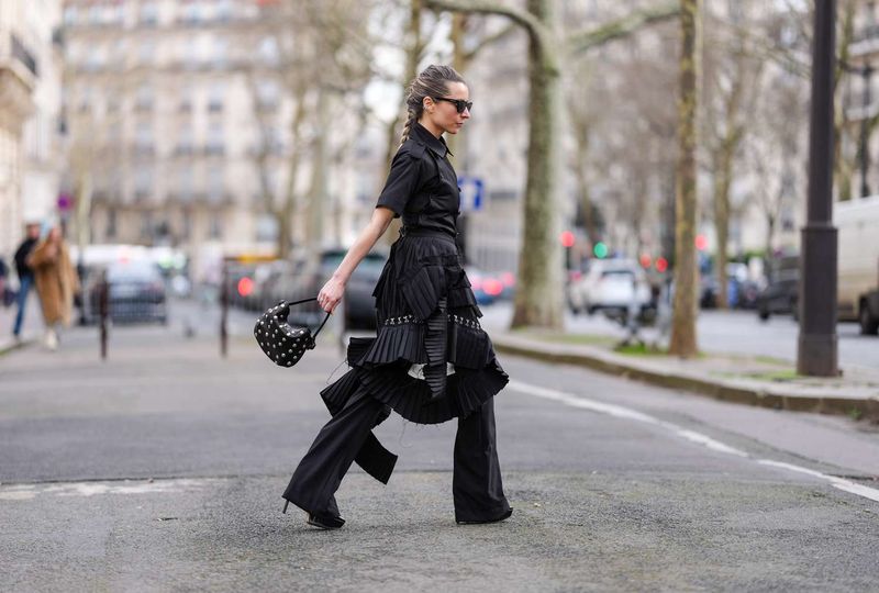 Statement-Sleeve Black Top