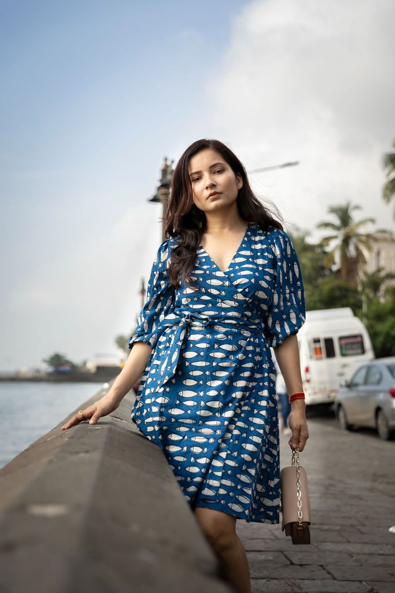 Hand-Dyed Indigo Wrap Dress