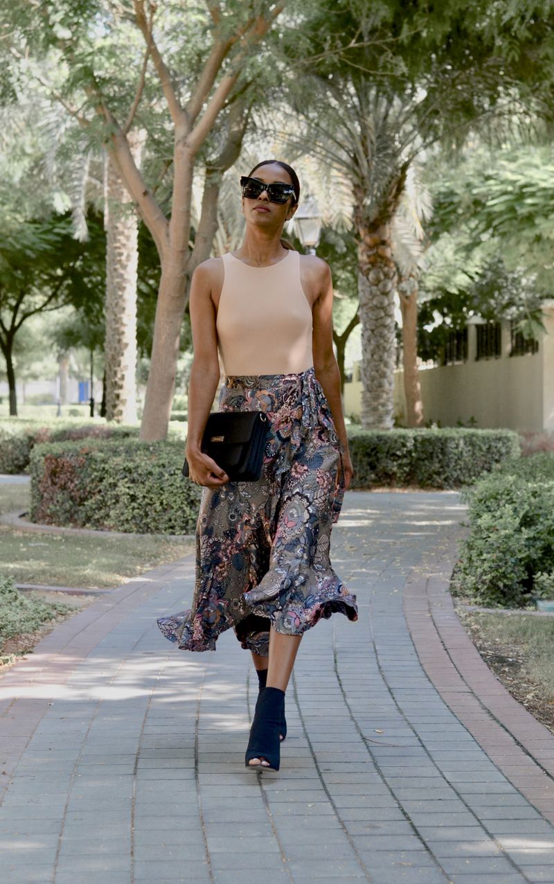 Peep-Toe Boots with Wrap Skirt