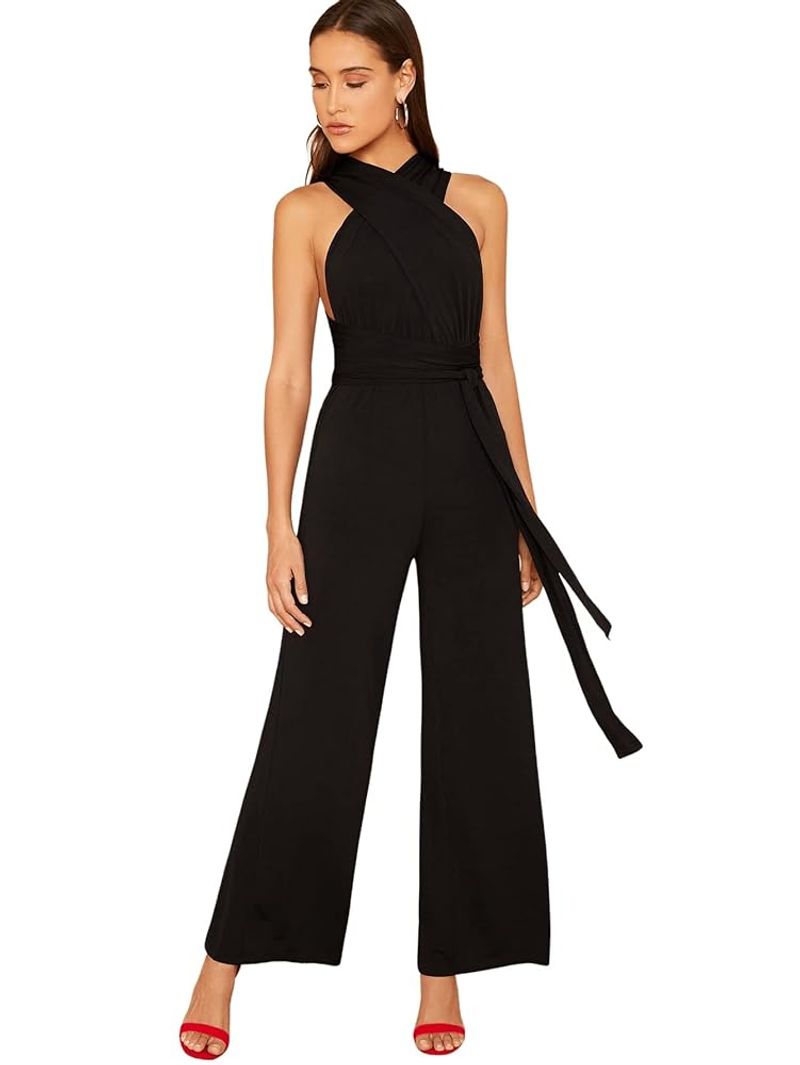 Crossover Halter Jumpsuit