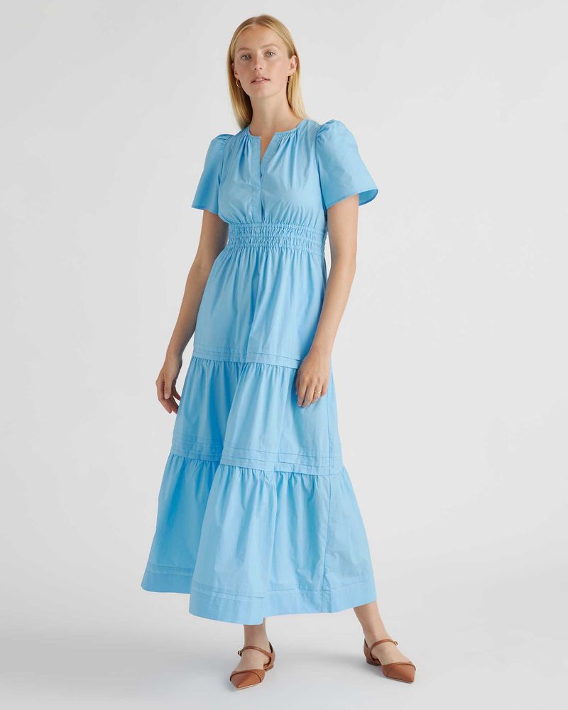 Tiered Cotton Poplin Dress