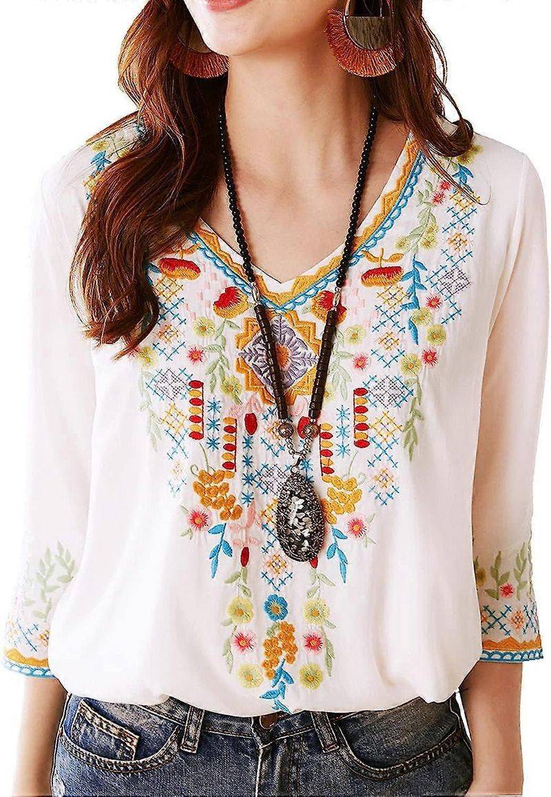 Embroidered Mexican-Style Blouse