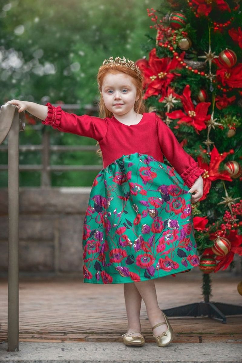 Festive Holiday Floral Dress