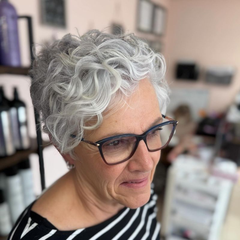 Curly Gray Pixie