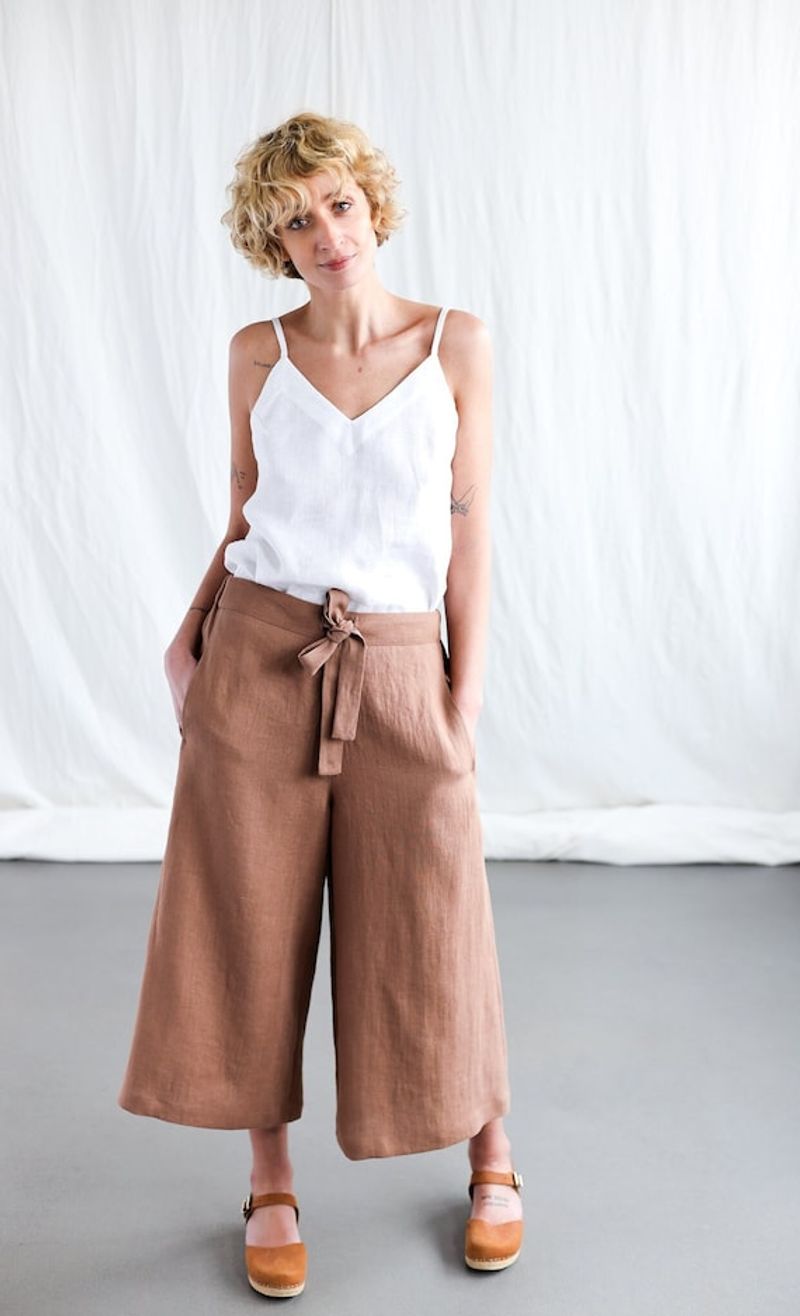 Paperbag-Waist Linen Culottes