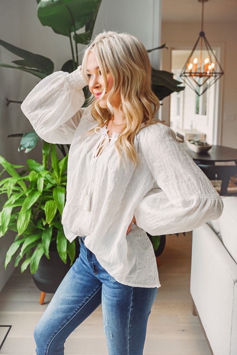 Poet-Sleeve Romantic Blouse