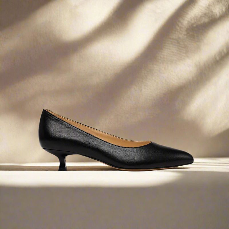 Kitten Heel Pumps with Stretchy Panels
