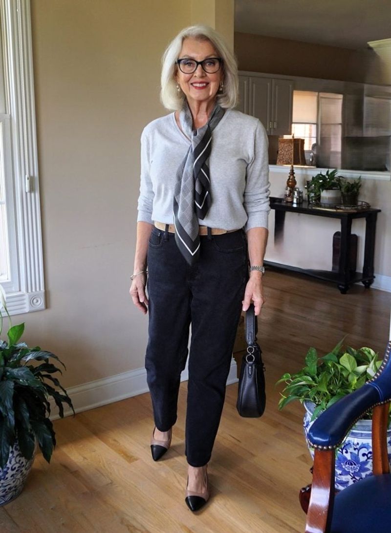 Tailored Trousers with Silk Scarf Detail
