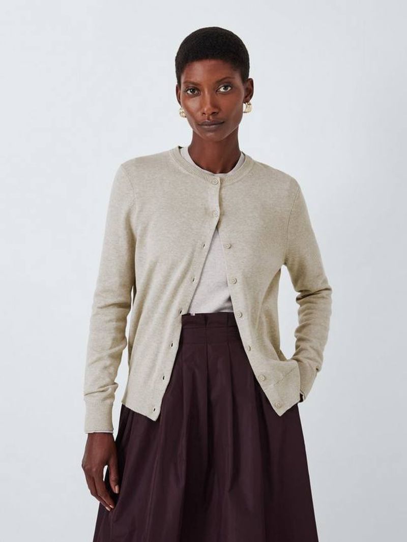 Crew Neck Cotton Cardigan