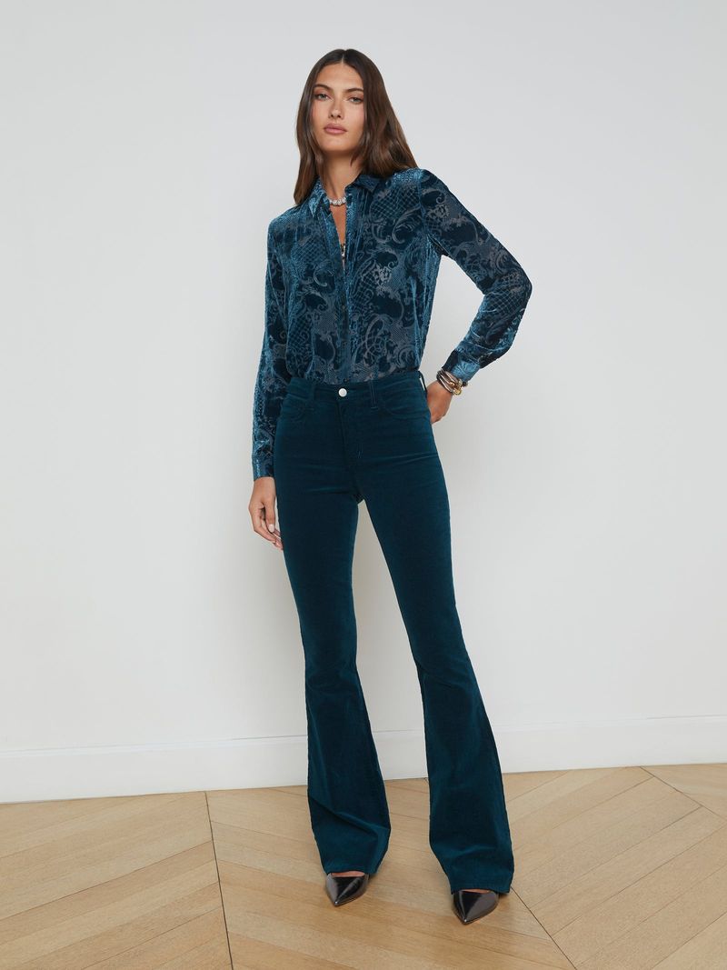 Bell Bottom Jeans & Jewel-Toned Heels