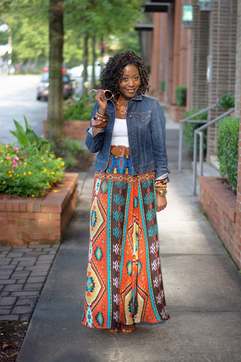 Denim Jacket and Maxi Skirt